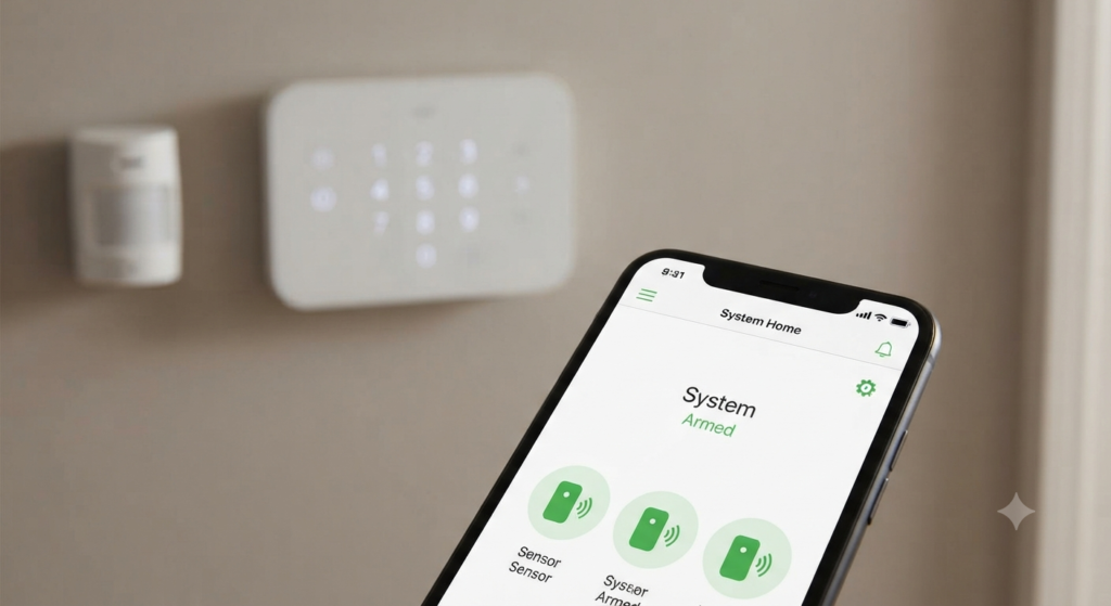 Akıllı ev sistemleri entegre kablosuz alarm ve mobil uygulama