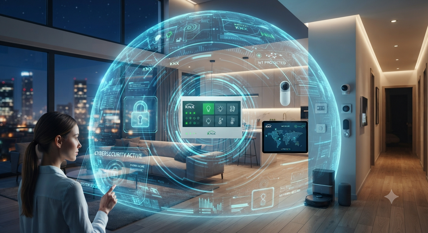 Akıllı ev siber güvenliği ve IoT cihaz koruma konsepti